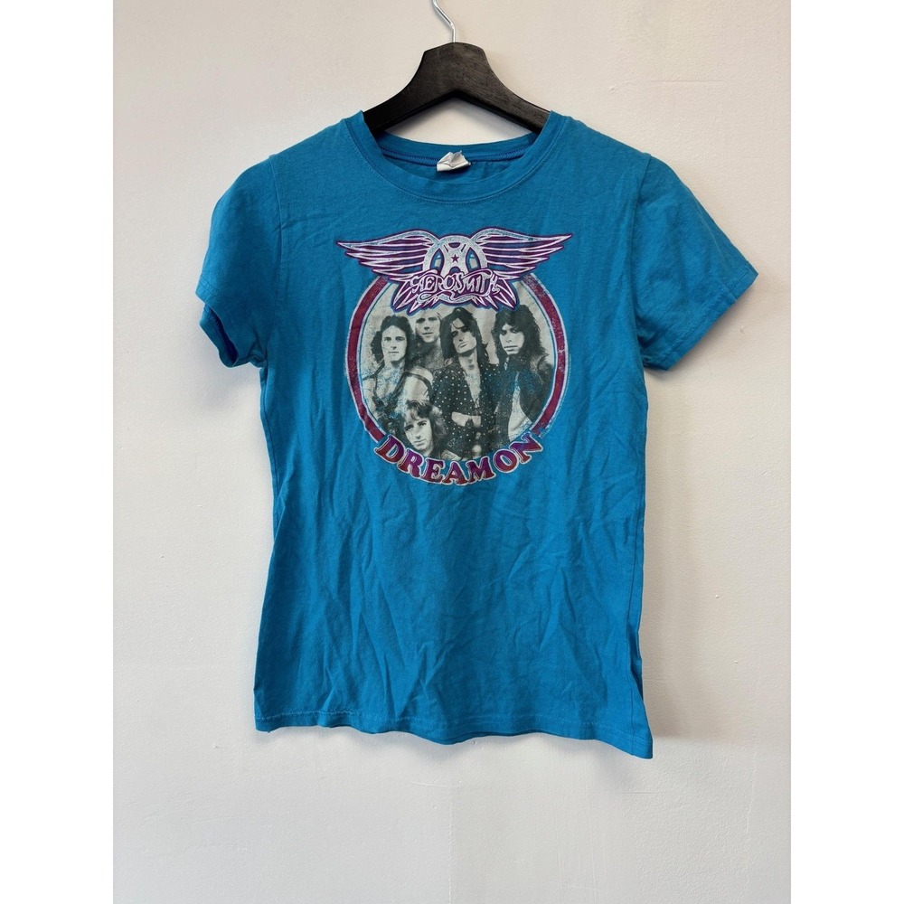 Vintage Aerosmith Dream On Shirt Small Blue Band Tee Rock Music Bay Island Y2K‎